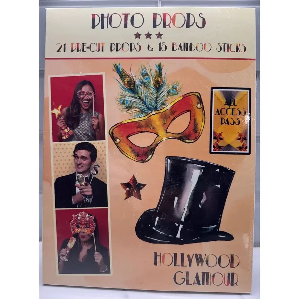 LOT OF 2:  Photo Booth Prop Sets - Strike a Pose and Hollywood Glamour - NIB